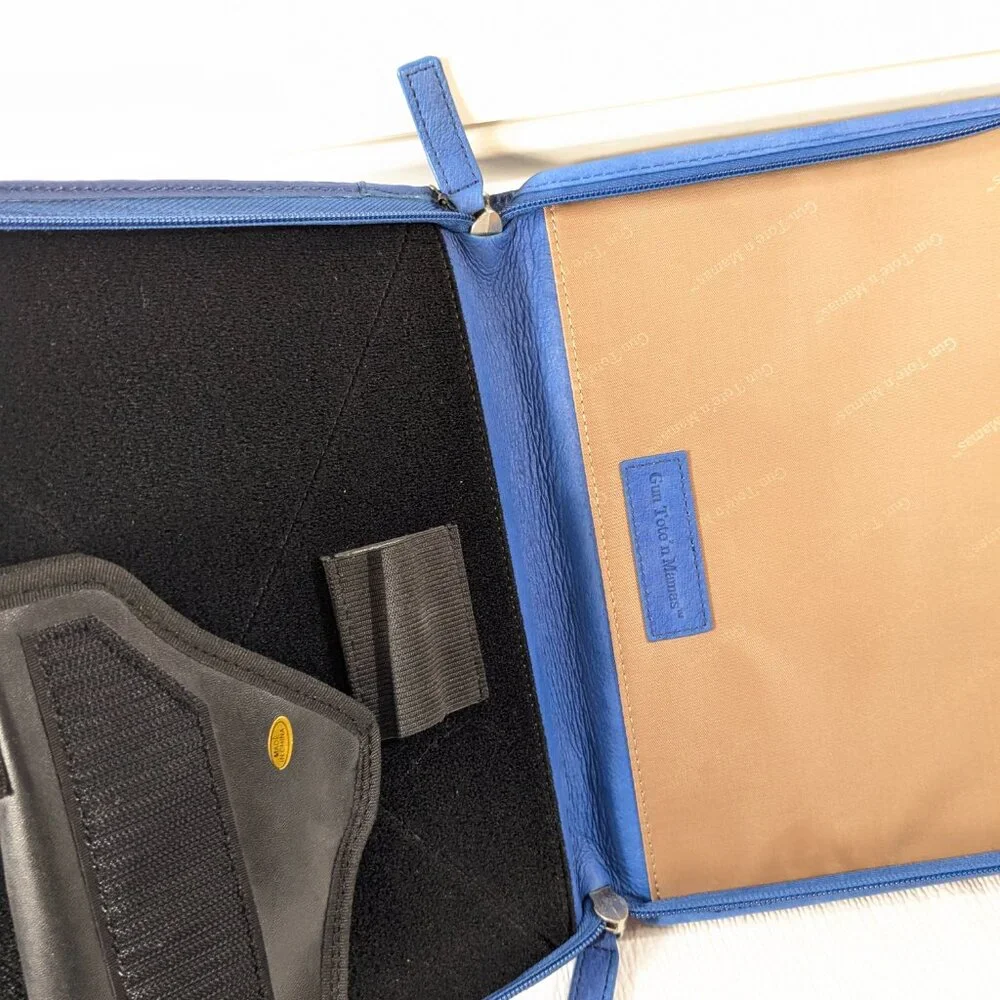 NEW Gun Tote'n Mamas Ipad Tablet Concealed Carry Case Leather Adjustable blue